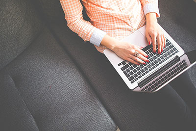 woman is using laptop